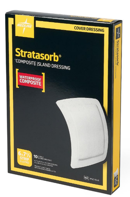 Stratasorb Composite Adhesive Island Wound Dressings, 6" x 7.5" Box of 10