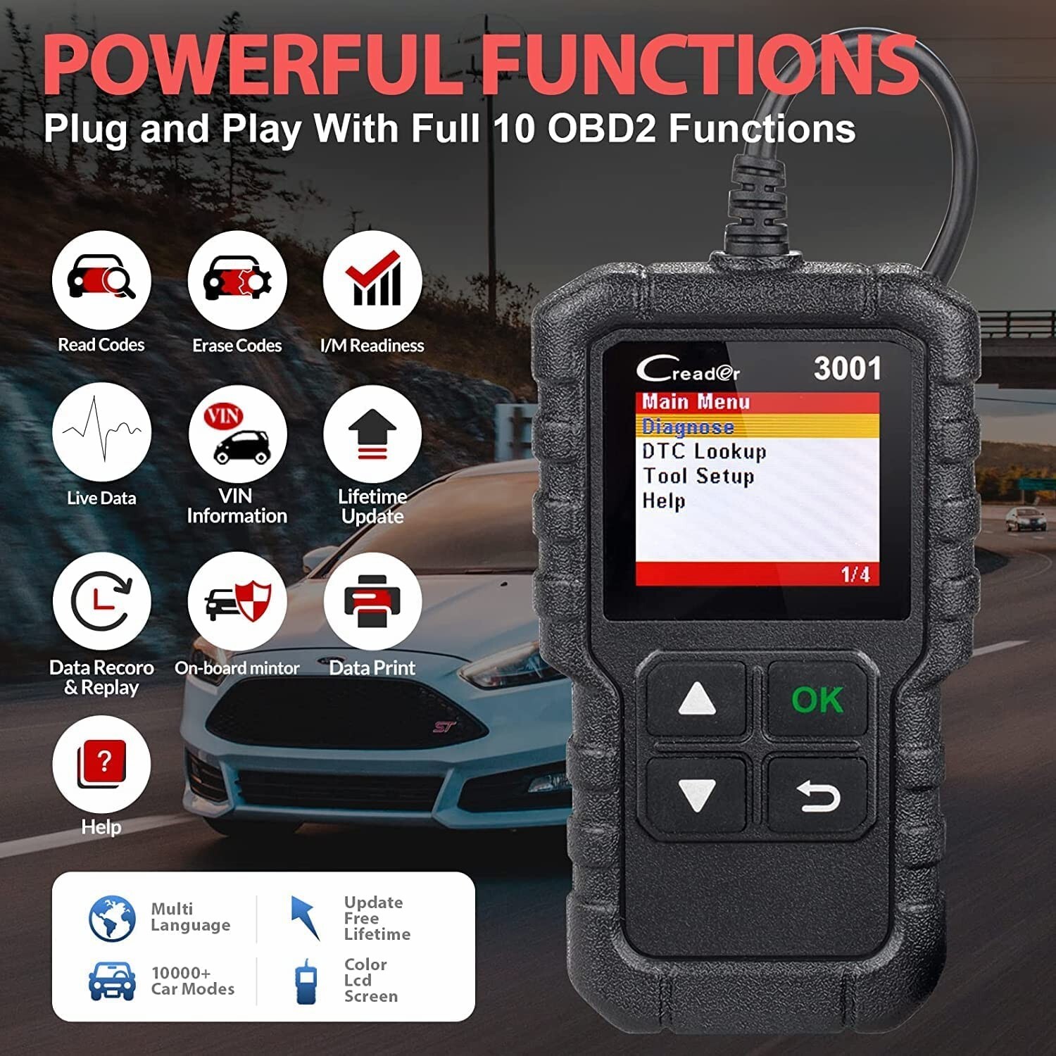 LAUNCH Creader 3001 OBD2 Scanner Engine Fault Code Reader Diagnostic Scan Tool