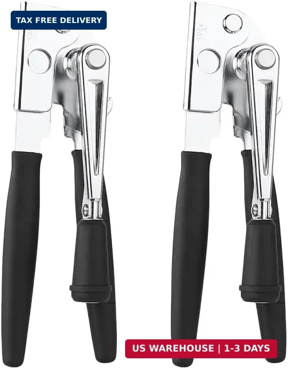 2 Pack Commercial Grade Heavy Duty Manual Can Opener with Easy Crank Folding Han