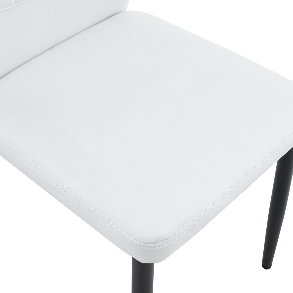 Set of 4 Dining Chairs - Ergonomic PU Leather Backrest, Black & White, 37'' High