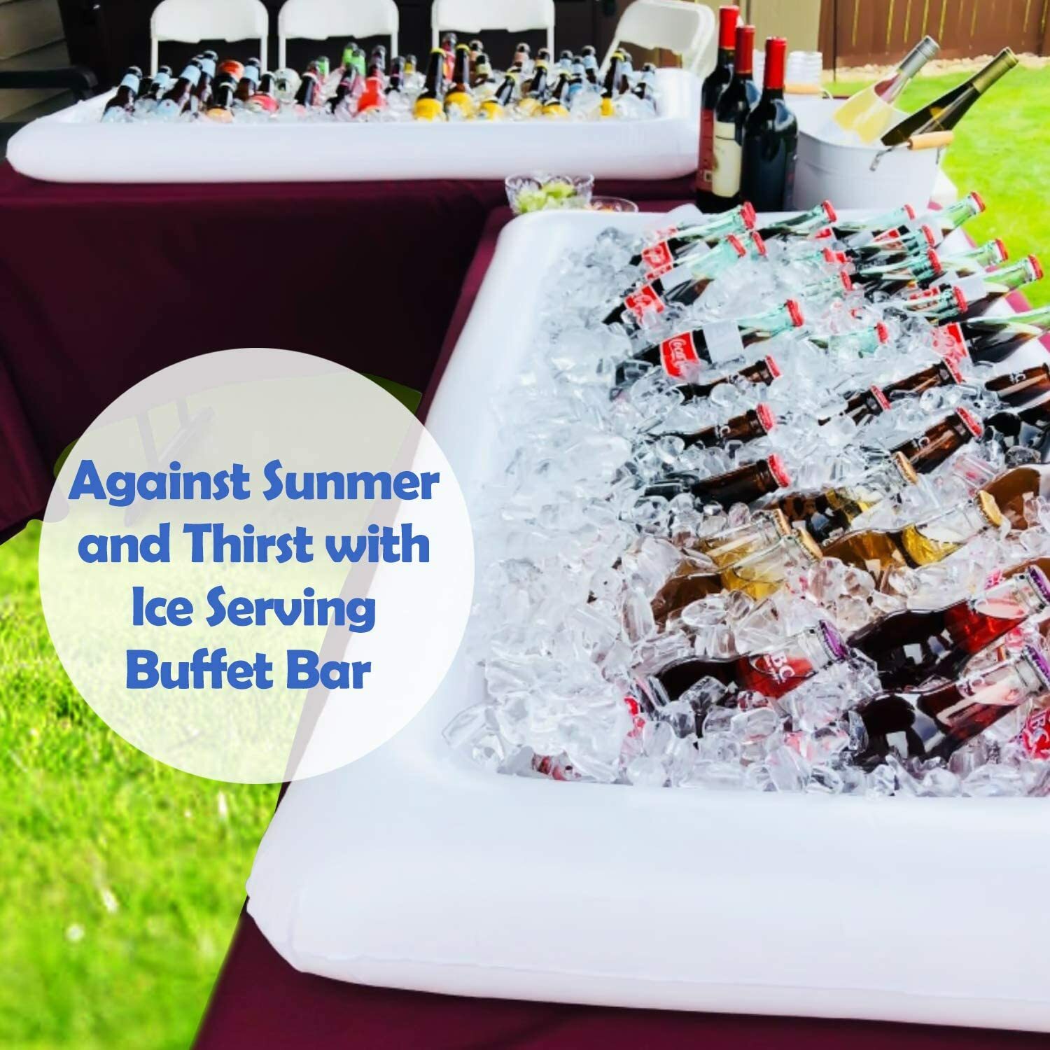 Novelty Place Inflatable Ice Serving Buffet Bar with Drain Plug - LARGE SIZE