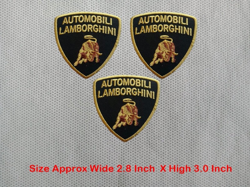 3pcs Automobili Lamborghini Racing Car Biker Patch Embroidered Iron or Sew on
