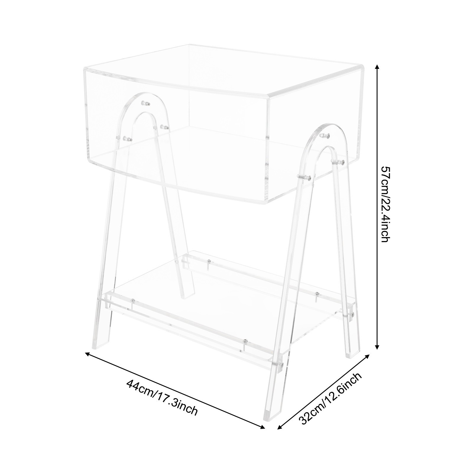 44*32*57cm 3 Tier Acrylic Side Table Tea/Coffee table Clear Nightstand End Table