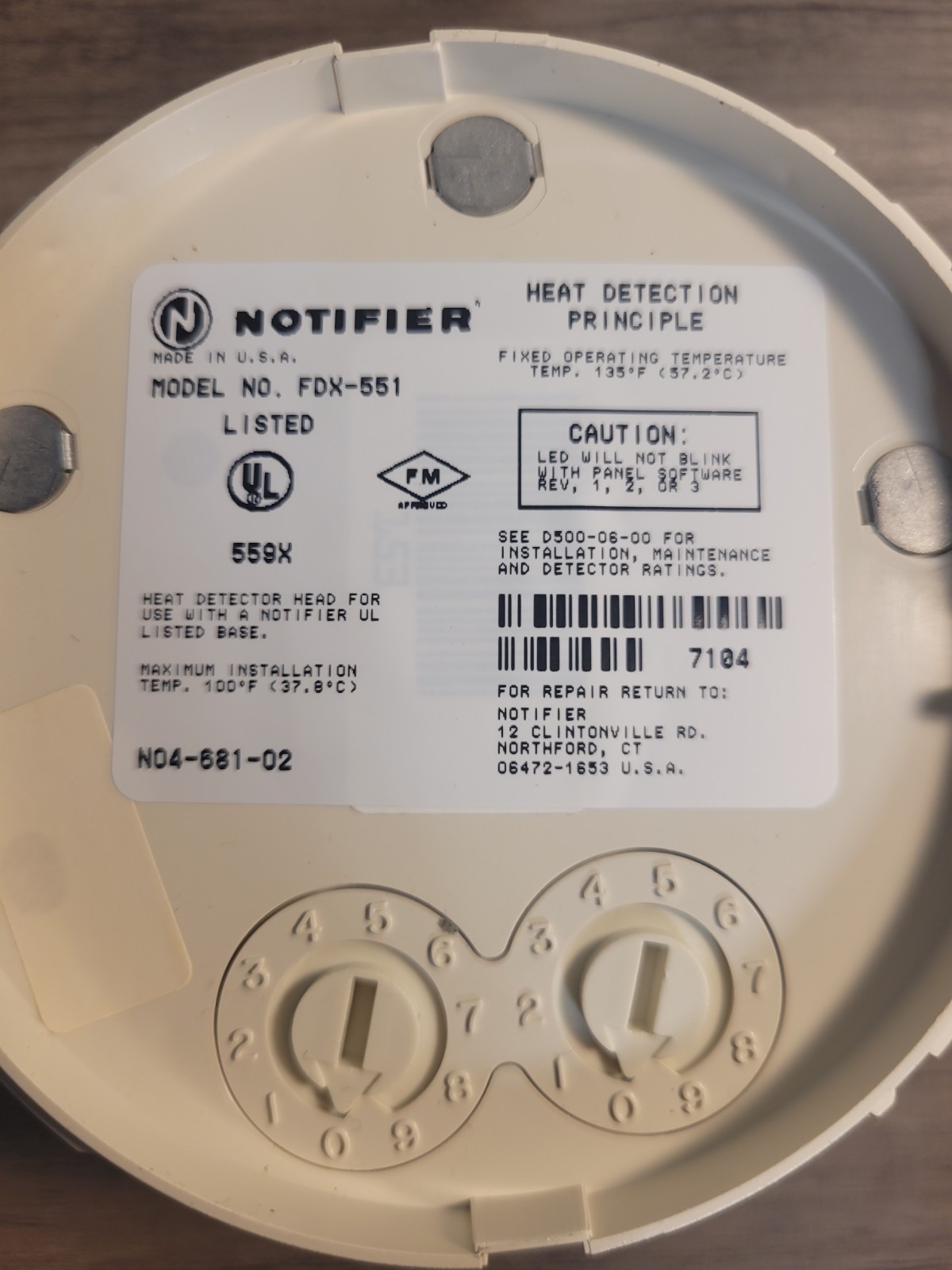 Notifier FDX-551R Heat Detector