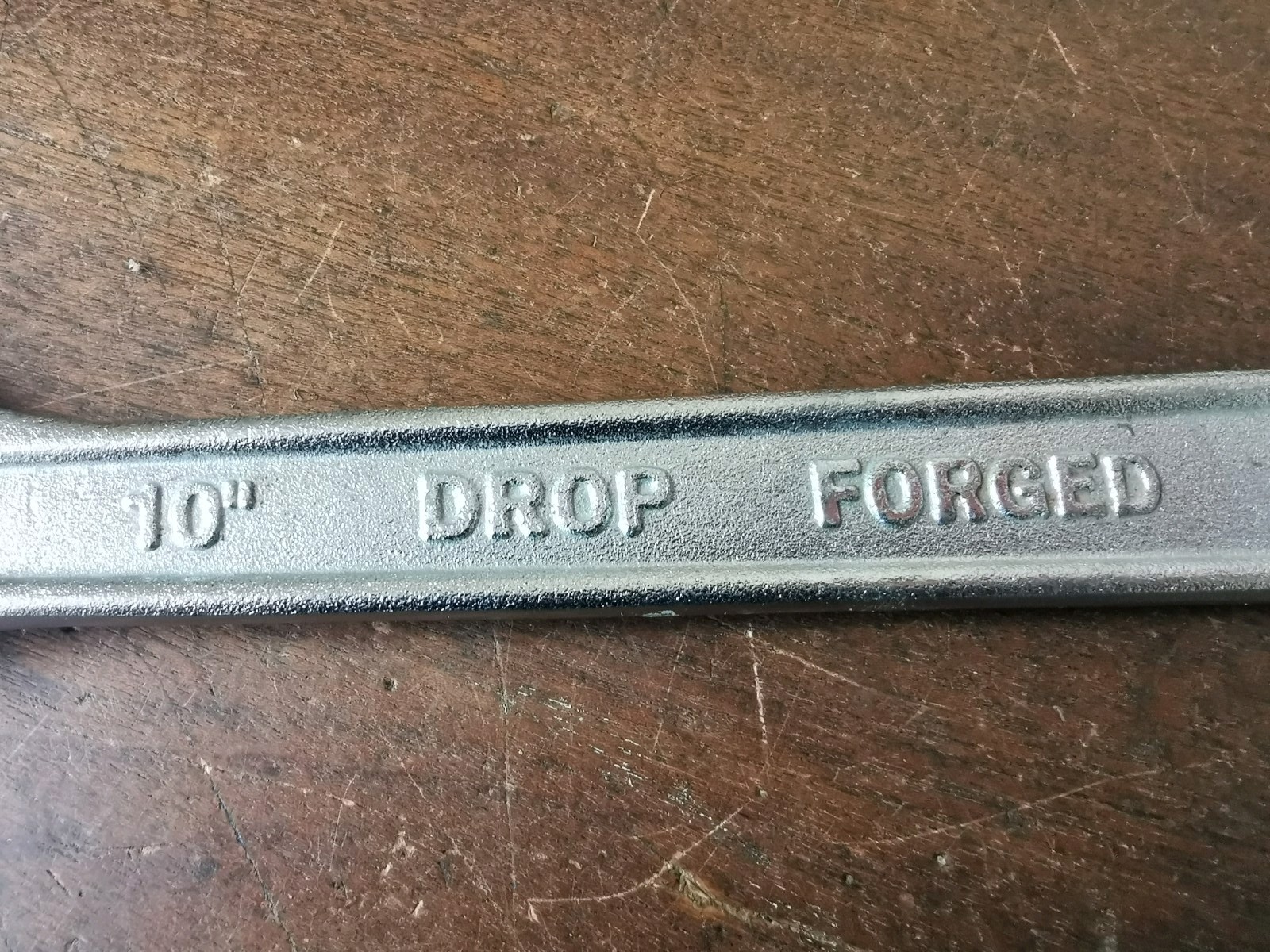 Modern 10" Adjustable Spanner to clear, no makers name.