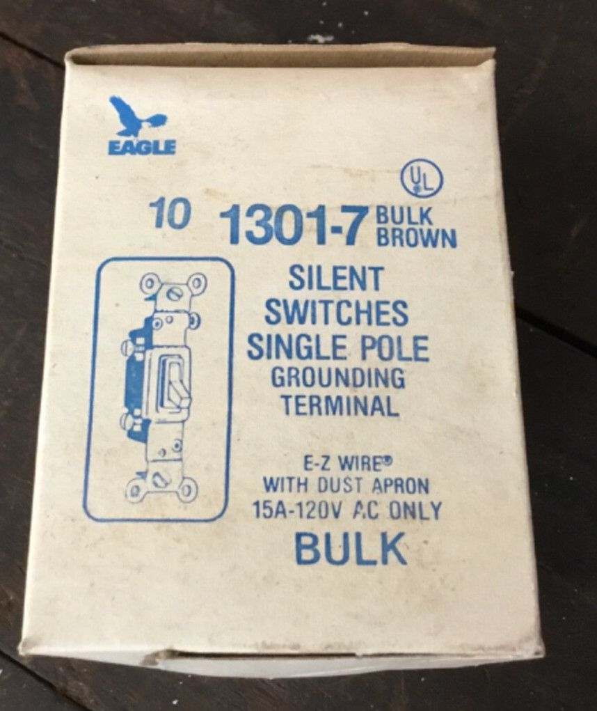 EAGLE Silent Switches Single Pole 1307-7 Brown Box of 10 15A-120V
