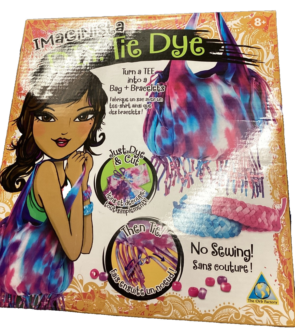 Imaginista DIY Tie Dye Craft Kit Turn A Tee Into a Bag + Bracelets NEW in Box