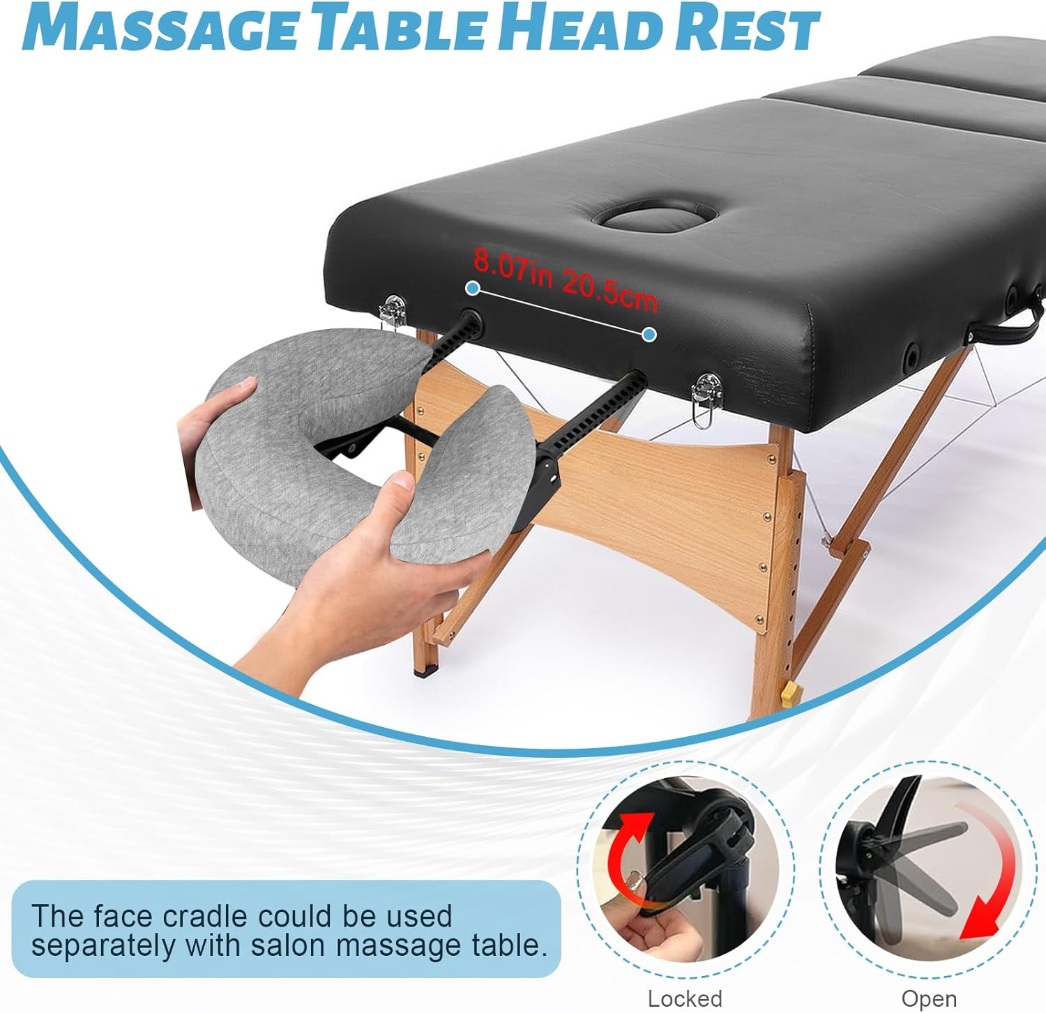 Adjustable Massage Headrest for Bed - Portable Face Cradle for Home & Spa
