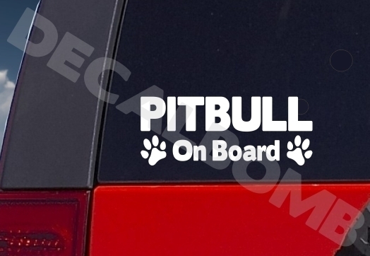 Pitbull On Board paw print decal / sticker dog puppy pit bull