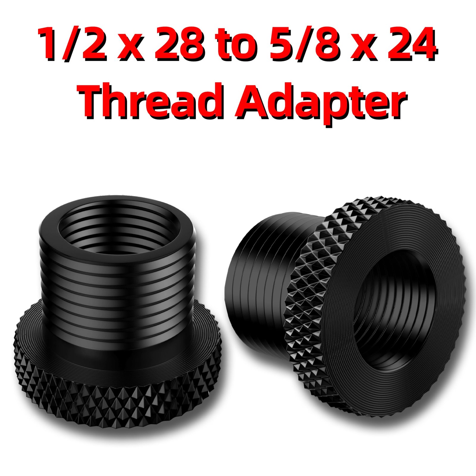 TFFUAM 2 Pack Thread Protector 1/2-28 to 1/2 x 28 convert 5/8 x 24, Black