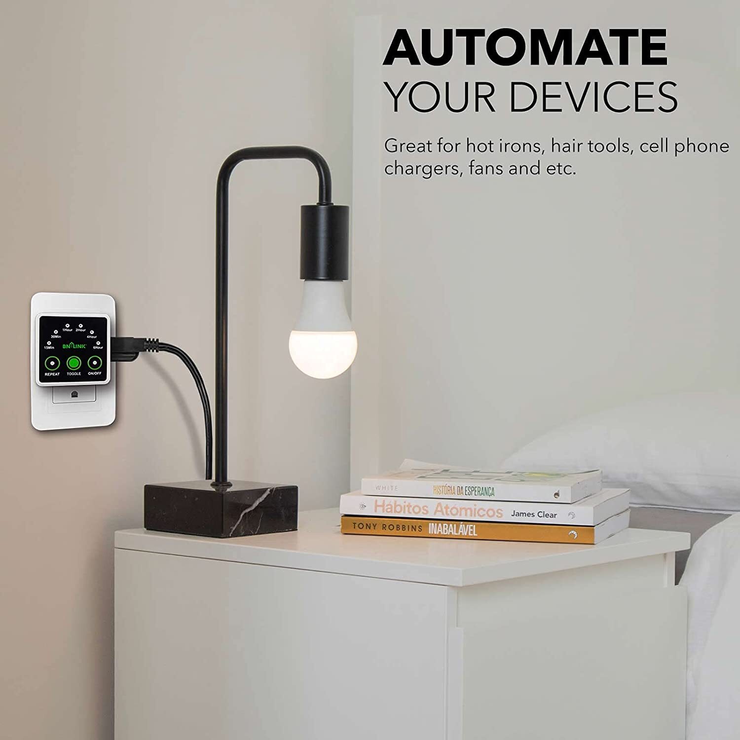 BN-LINK Smart Digital Countdown Timer Repeat Cycle with 3-Prong Grounded Outlet
