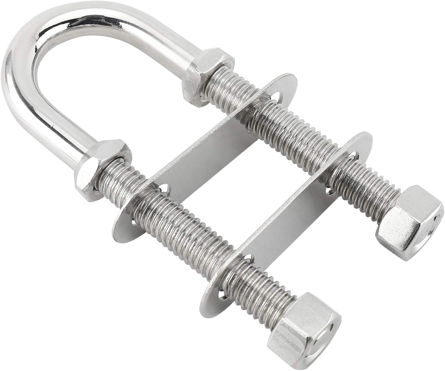 2 Pack Stainless Steel Bow Stern Eye Tie Down U Bolt w/ Nuts & Washers 4" Length
