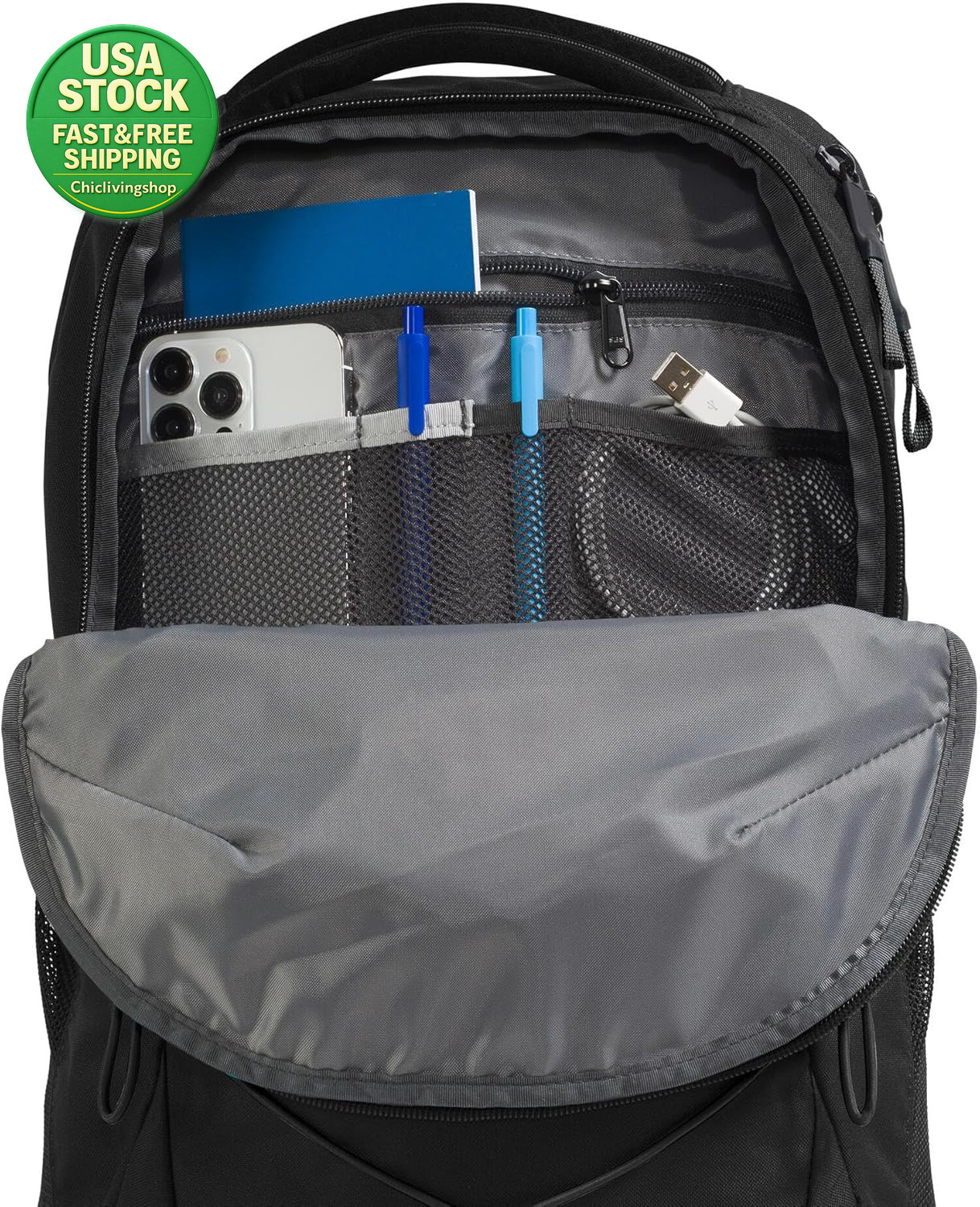 The North Face Jester Laptop Backpack 28L Water Repellent TNF Black Daypack