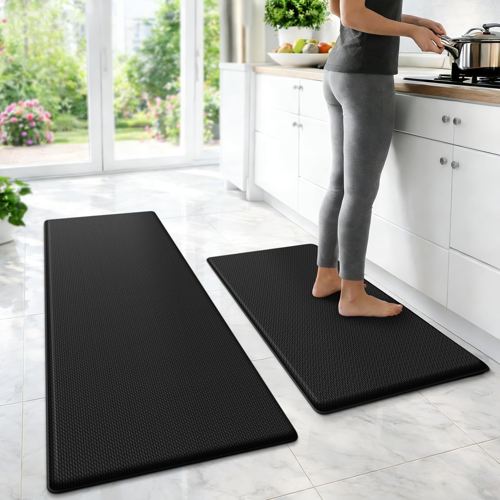 StepLively Kitchen Mat, 2 PCS Kitchen Rugs, Cushioned Kitchen Mats for Floor, An