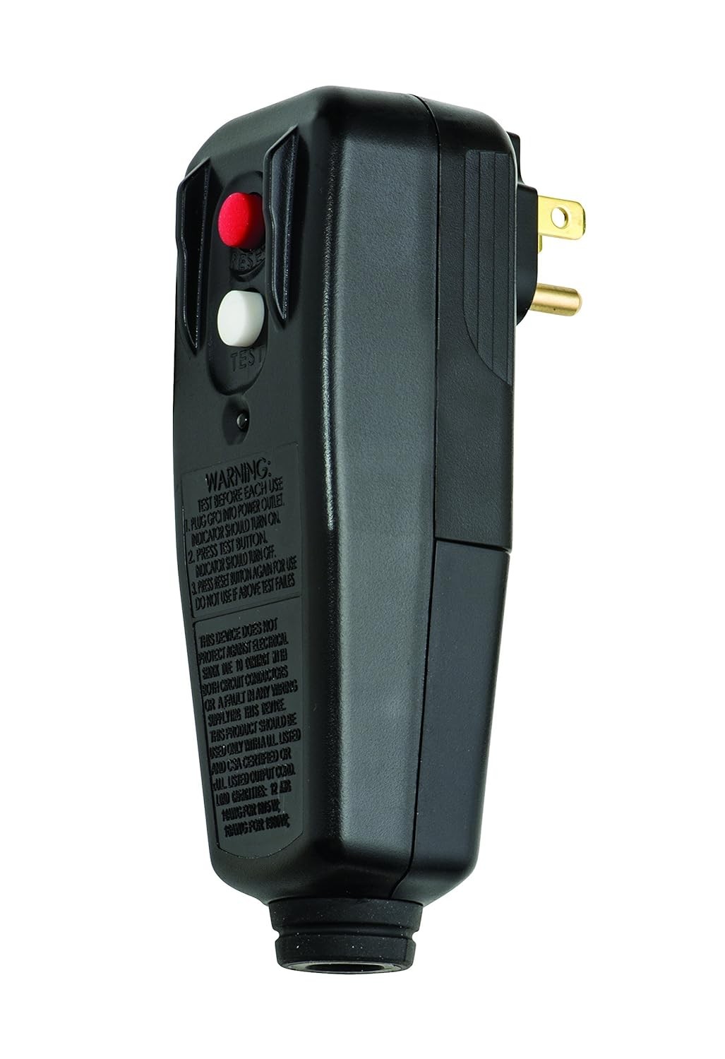 Tower Manufacturing 30434009 Auto-Reset 15 AMP Right Angle GFCI Plug Black