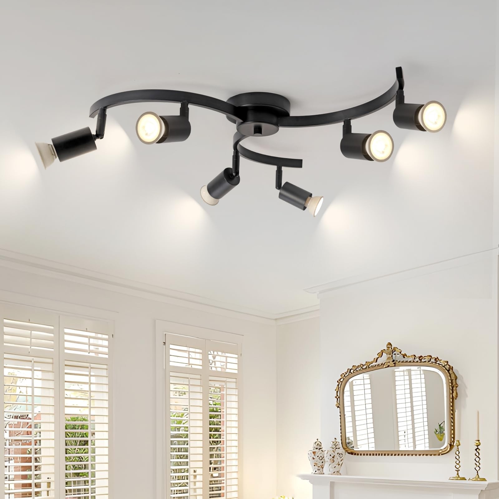 SEEBLEN 6 Light Track Lighting Fixtures Ceiling, Flexibly Rotatable Light Hea...