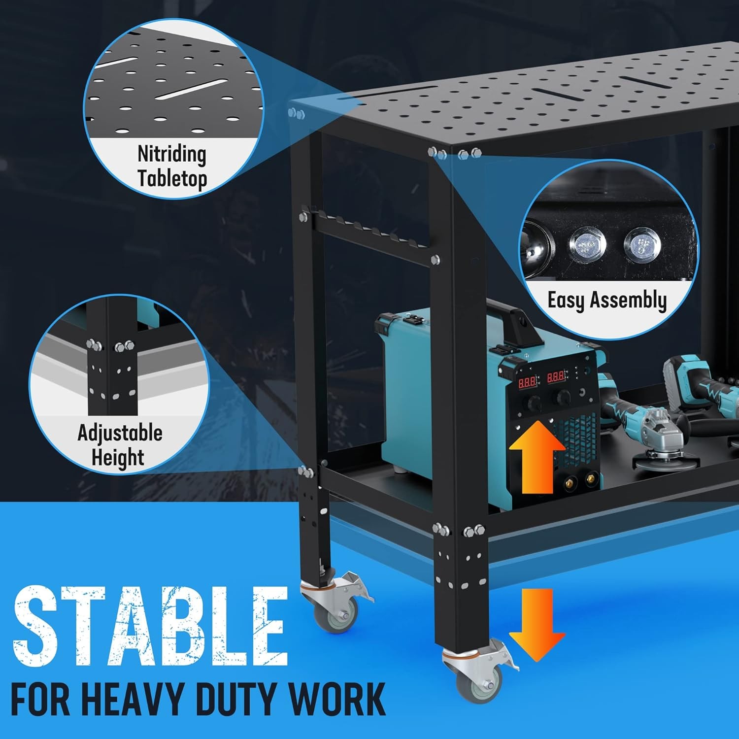 WORKPRO 36"×18" Welding Table 1200 lbs Load Capacity 5/8" Hole Welding Workbench