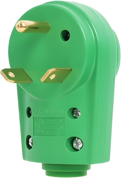 30 Amp Plug, 125V TT-30P Male Heavy Duty Electrica Plug Adapter with Ergonomic