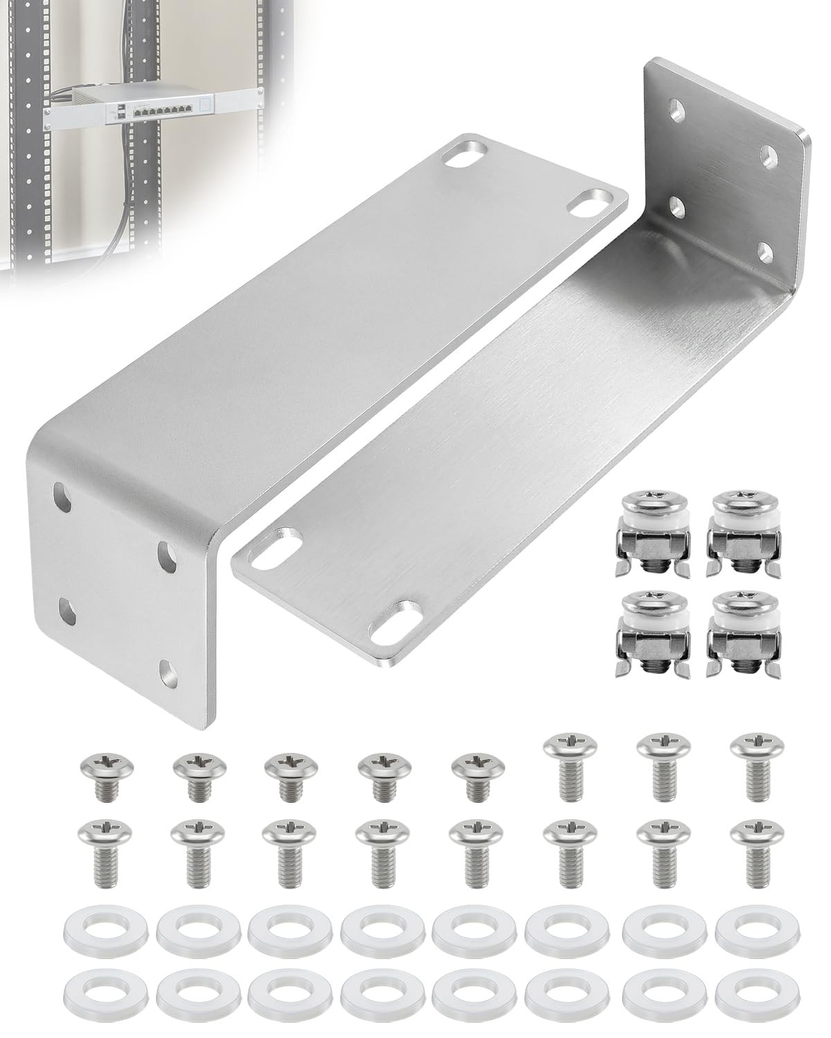 Rack Mount Bracket Ear Kit Compatible with Ubiquiti US-8-150W UniFi EdgeSwitch 8