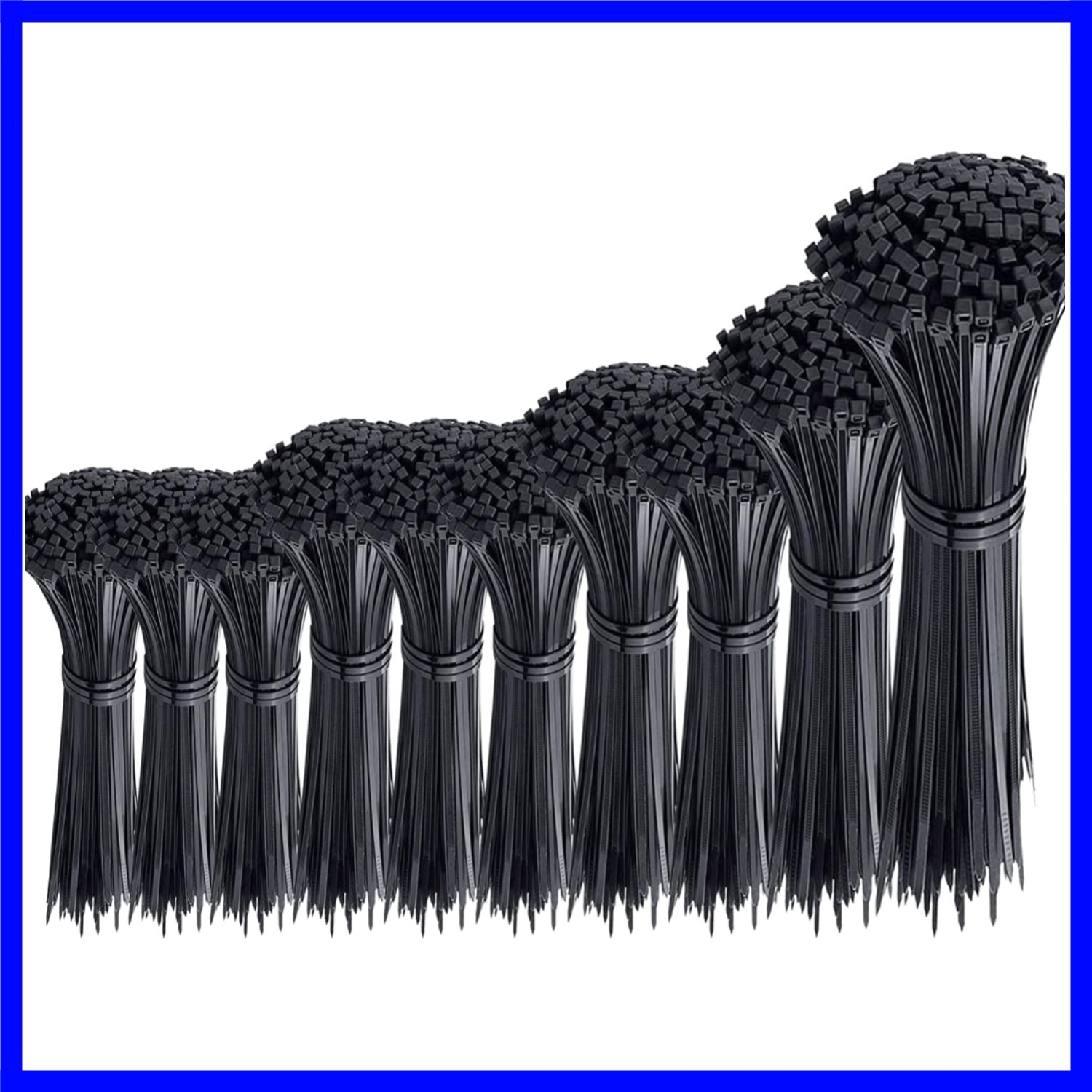 1000Pcs Heavy-Duty Black Zip Ties - Assorted Sizes for Ultimate Cable Management