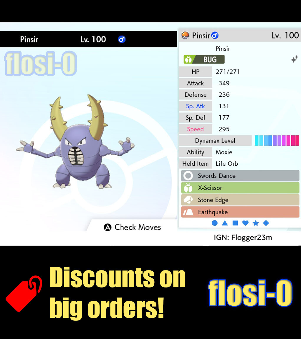 6IV Ultra Shiny Pinsir Pokemon Sword and Shield (Square Shiny)