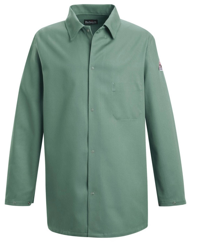 BULWARK 9oz. EXCEL FLAME RESISTANT GREEN JACKET LONG COAT, Size: 5XL, #KEW2VG