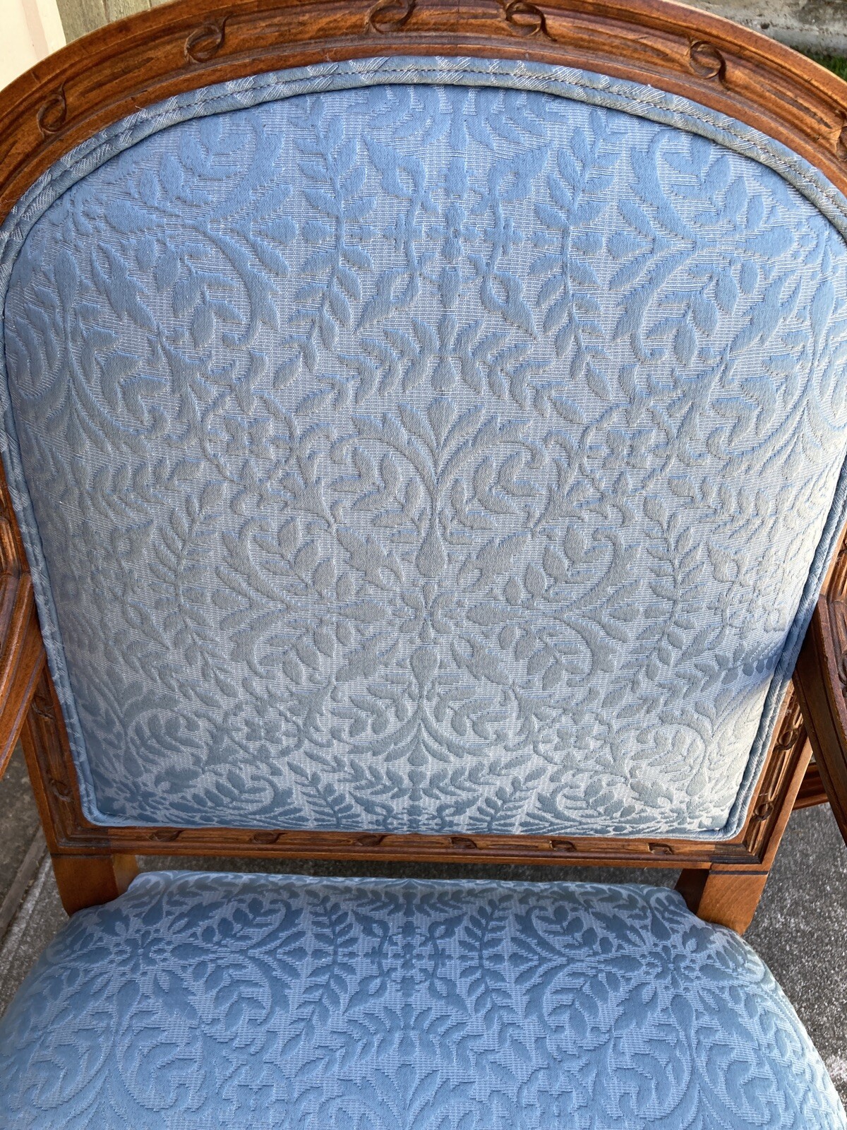 1 Louis XVI Blue Upholstery Arm Chairs. Nice.