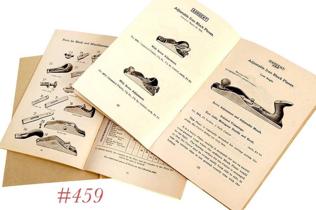 nice shape two ORIGINAL SARGENT TOOLS PLANE catalogs parts lists