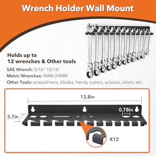 4Pcs Wall Mount Tool Organizer Set,Include Screwdriver Organizer,9mm-24mm