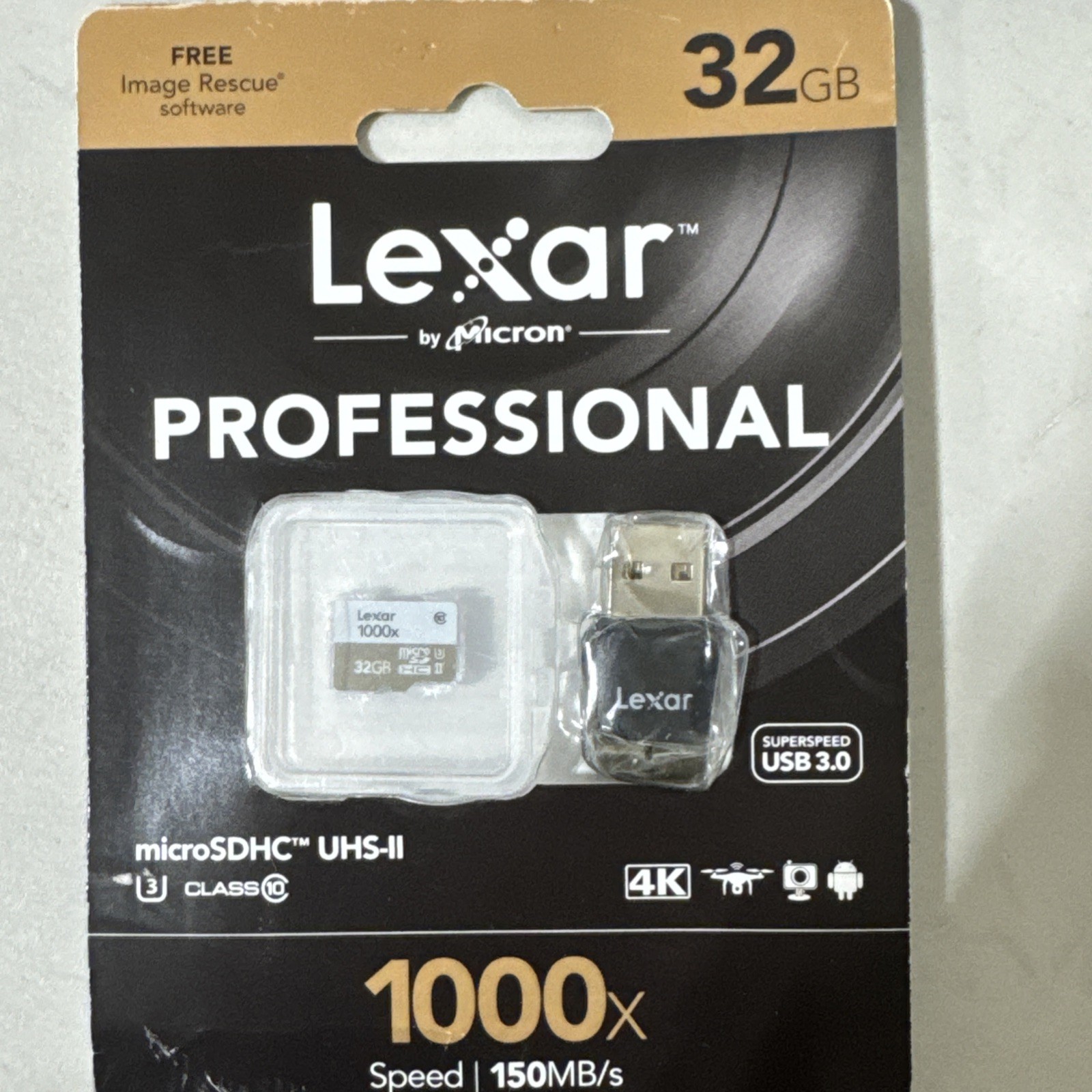 Lexar 32GB 32G 1000x Micro SD SDHC 150MB/s Class10 UHS-II U3 USB3.0 Reader GoPro