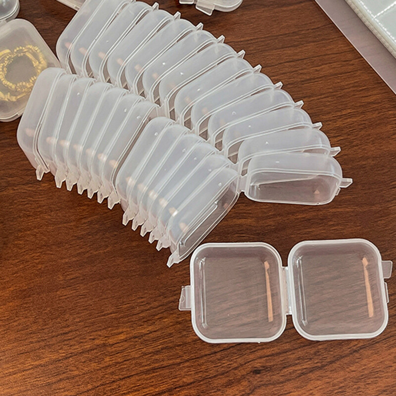 50/100PCS Mini Plastic Boxes Clear Small Jewellery Storage Container Empty Box