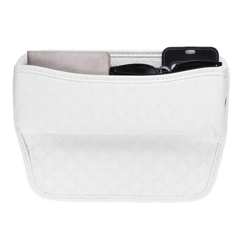 Car Seat Gap Filler Organizer 11.5 x 8 x 2.1 Inch Leather Universal Car White