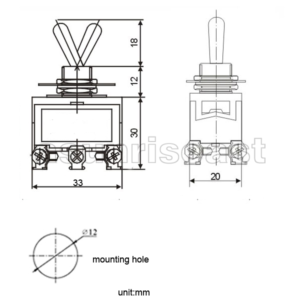 Heavy Duty Toggle Switch DPDT 6 Screw Terninal ON-OFF-ON 3 Position 250V 15A