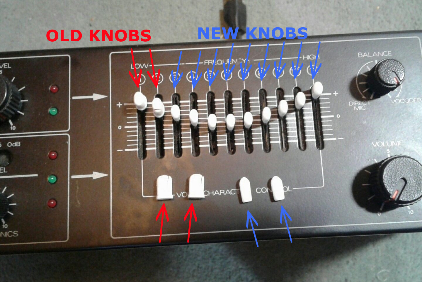 Set of 11 Replacement Knob Cap Slider Covers for Roland SVC 350 Vocoder