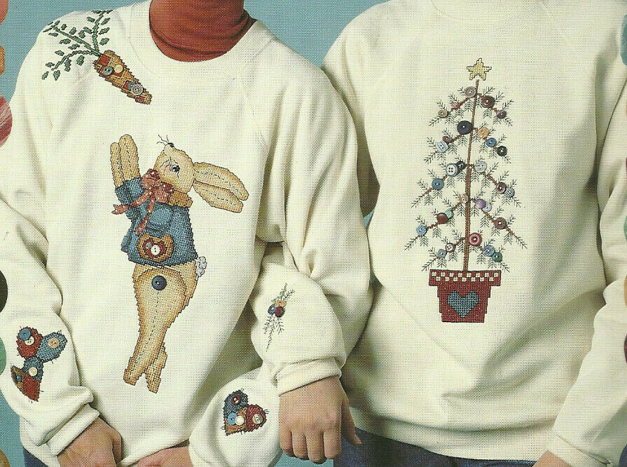 Buttoned Up In Waste Canvas Cross Stitch Pattern Leaflet Leisure Arts #2227