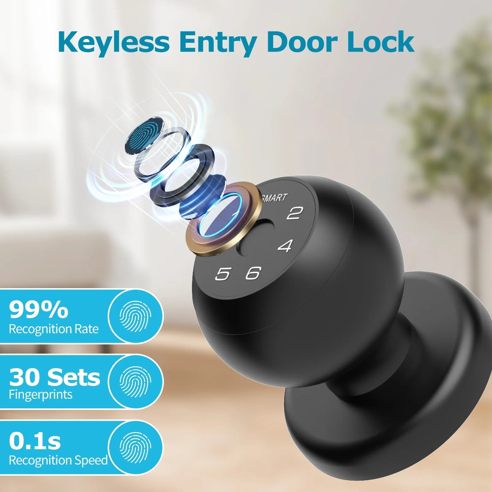 Smart Fingerprint Door Lock Keypad Touchscreen App Controlled Keyless Entry