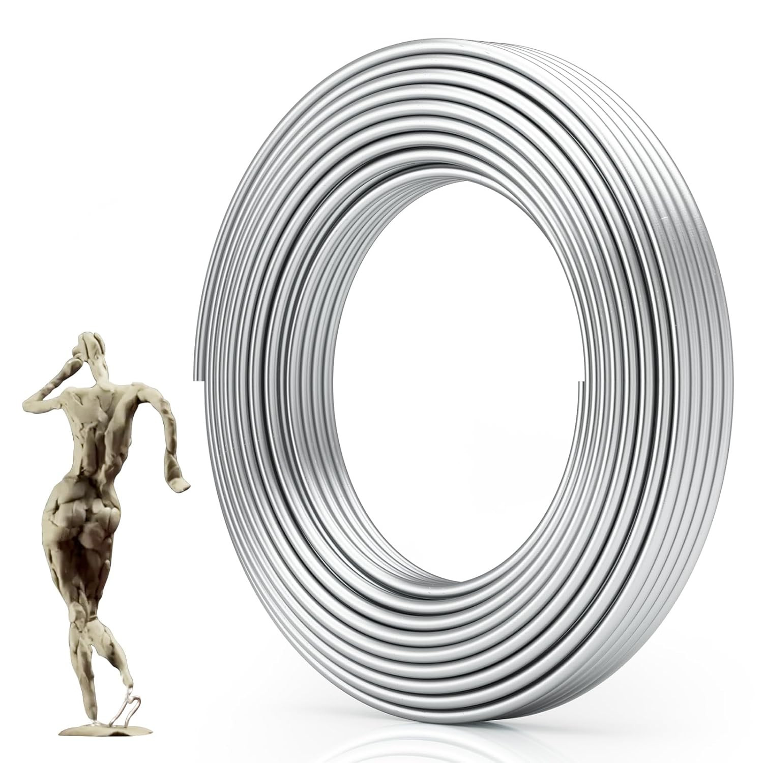 55FT 9 Gauge(3Mm) Bendable and Strong Craft Wire, Flexible Aluminum Armature Wir