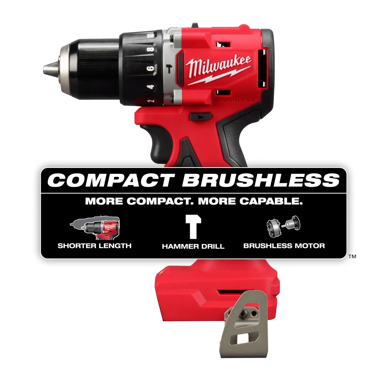 Milwaukee M18  1/2" Compact Brushless Hammer Drill  Model 3602-20   ** NEW **