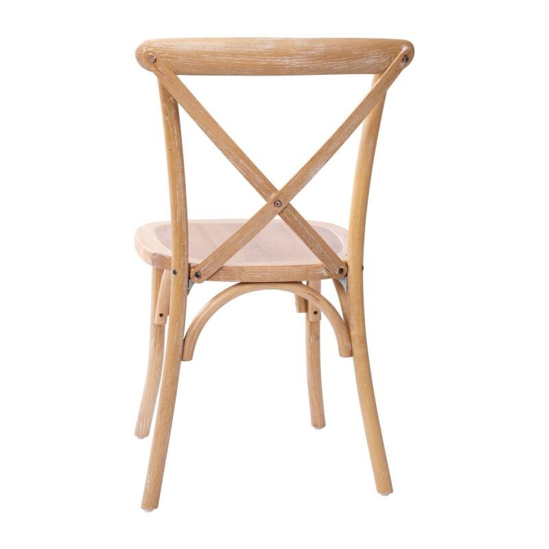 10 PACK Cross Back Driftwood Wood Restaurant Dining Chair - FREE SEAT CUSHIONS