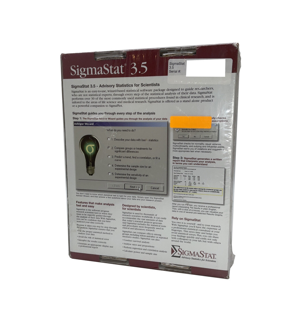 SYSTAT Sigmastat 3.5 Advisory Statistics for Microsoft Windows XP