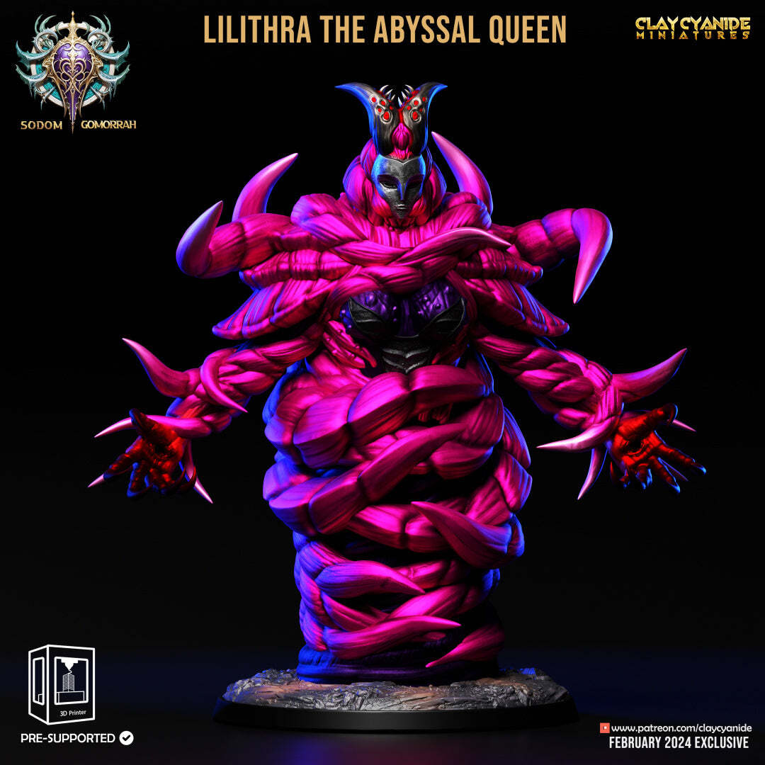 3D Printed Clay Cyanide Abominations of Gomorrah - Lilithra The Abyssal Queen