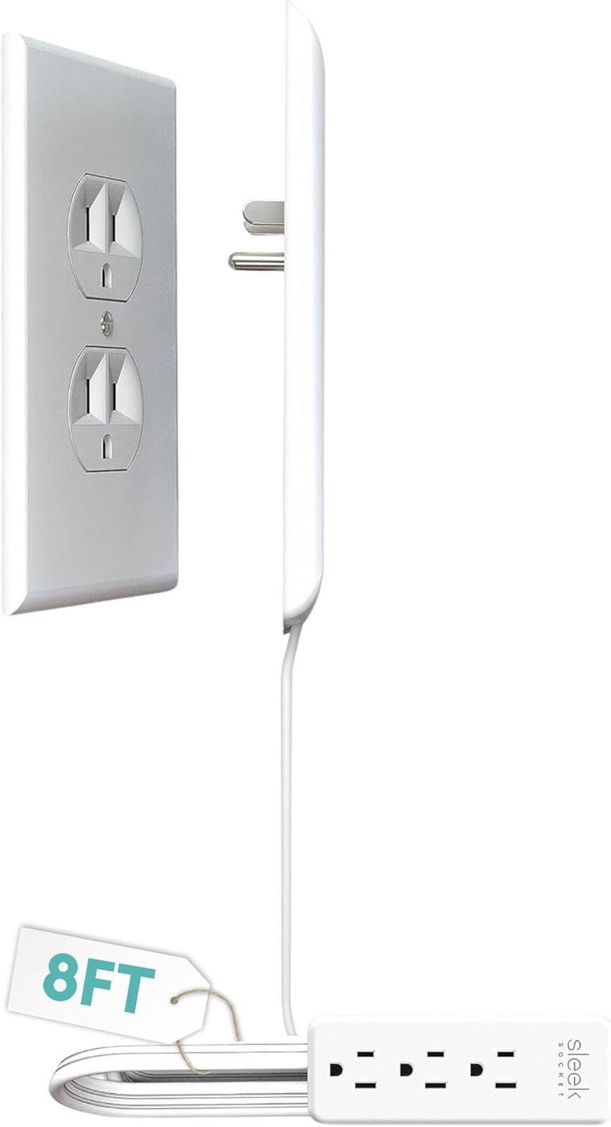 Ultraslim Outlet Concealer Kit with Power Strip and Flat Extension Cord, Home
