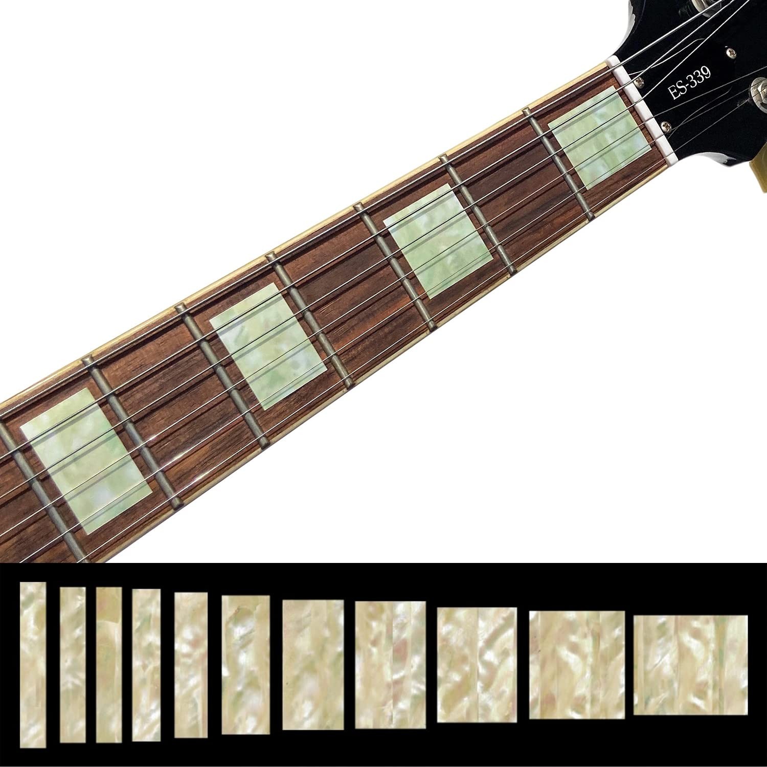 Inlay Sticker Fret Markers for Guitars & Bass - LP/SG Blocks - Aged White Pea...