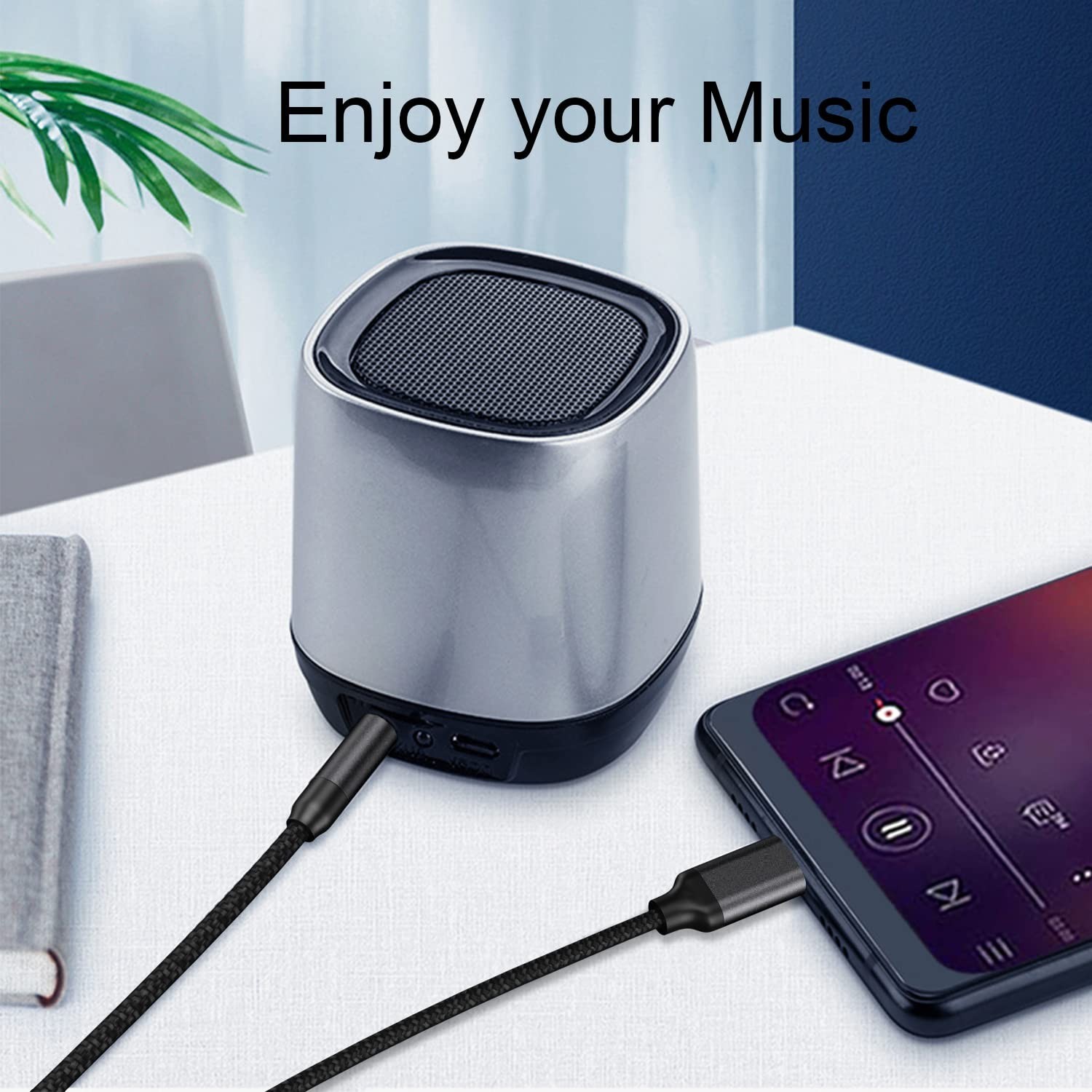 2 Tipo C a cable auxiliar de 3,5 mm Estéreo de alta fidelidad USB C a auxiliar