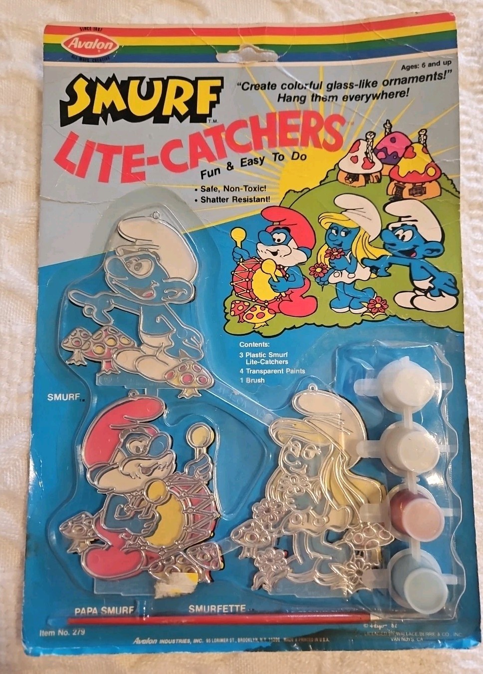 Lite-Catcher Suncatcher Smurf Ornament Hand Painted Plastic NEW. RARE