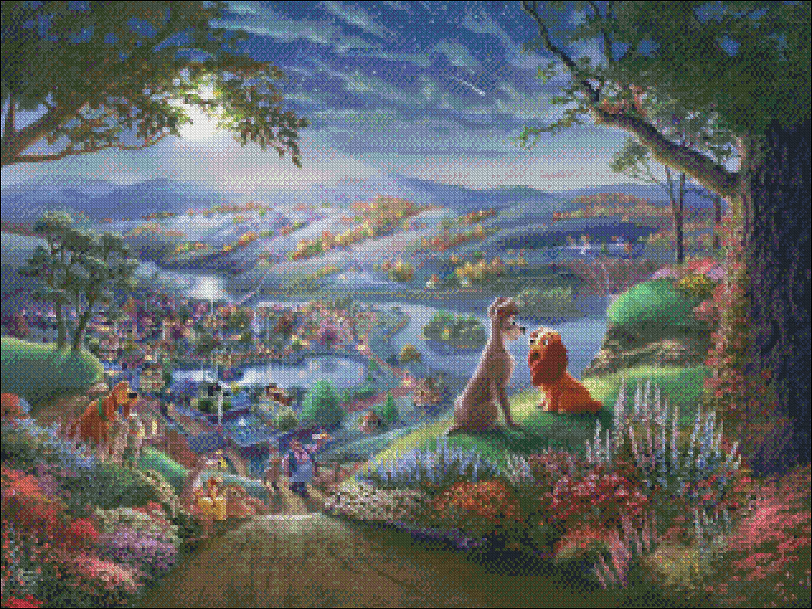 Lady and the Tramp Falling in Love - Counted Cross Stitch Patterns Needlework