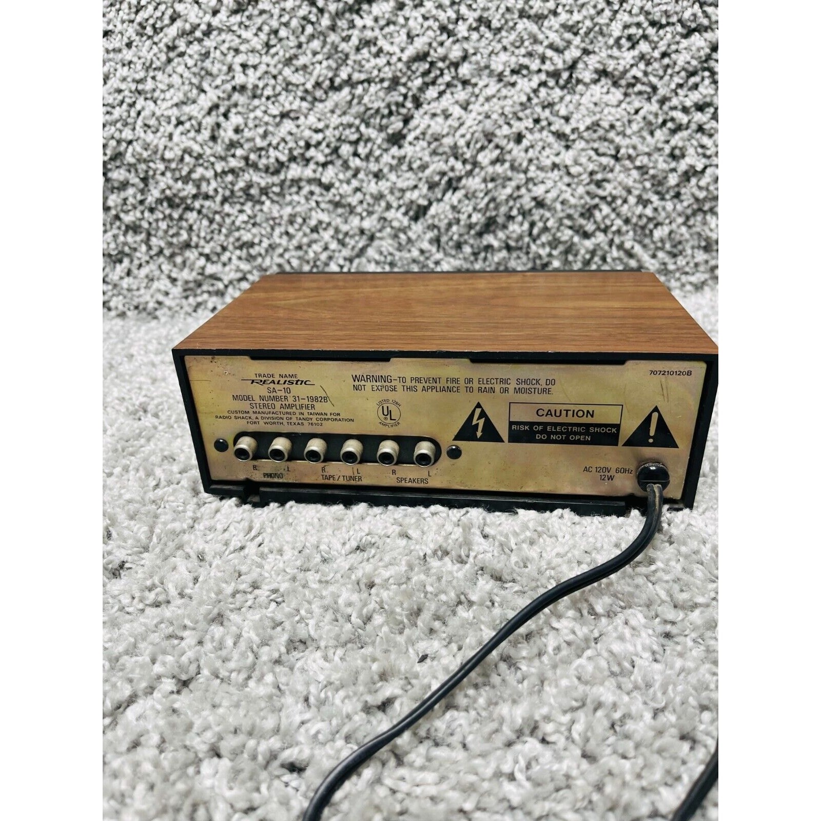 Realistic SA 10 Solid State Stereo Amplifier Brown Black Model 31 1982B 12W