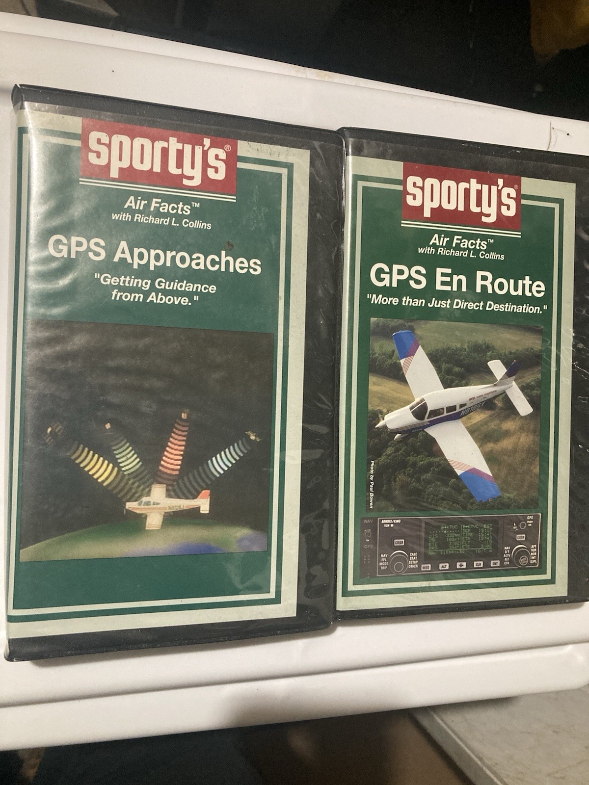 (2) VHS Tapes, Sporty’s Air Facts W/ Richard Collins, GPS Approaches & Enroute