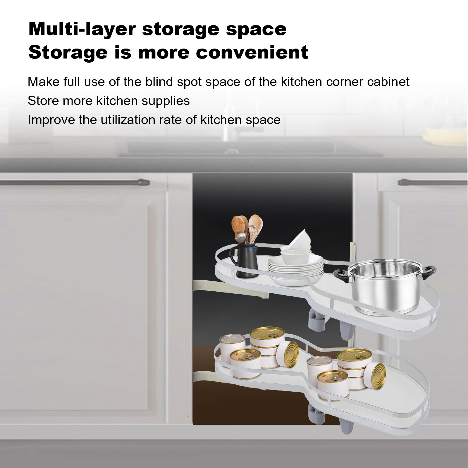 Right Blind Corner Kitchen Cabinet Organizer Pull Out Organizer Each Load 15kg