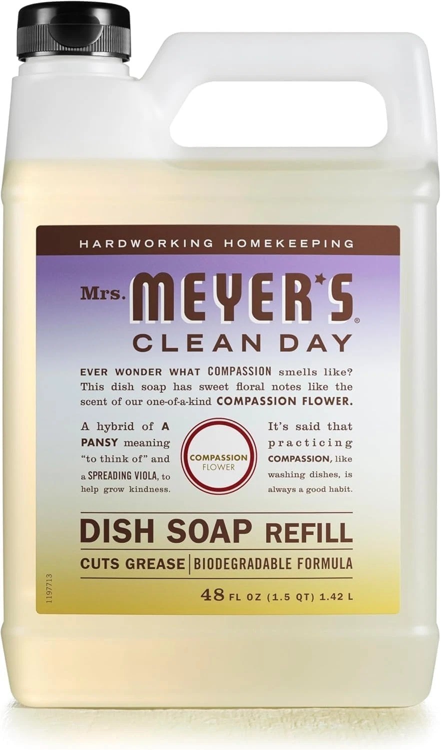 MRS. MEYER'S CLEAN DAY Liquid Dish Soap Refill, Compassion Flower, Packaging